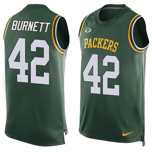  Packers #42 Morgan Burnett Green Team Color Men's Stitched NFL Limited Tank Top Jersey